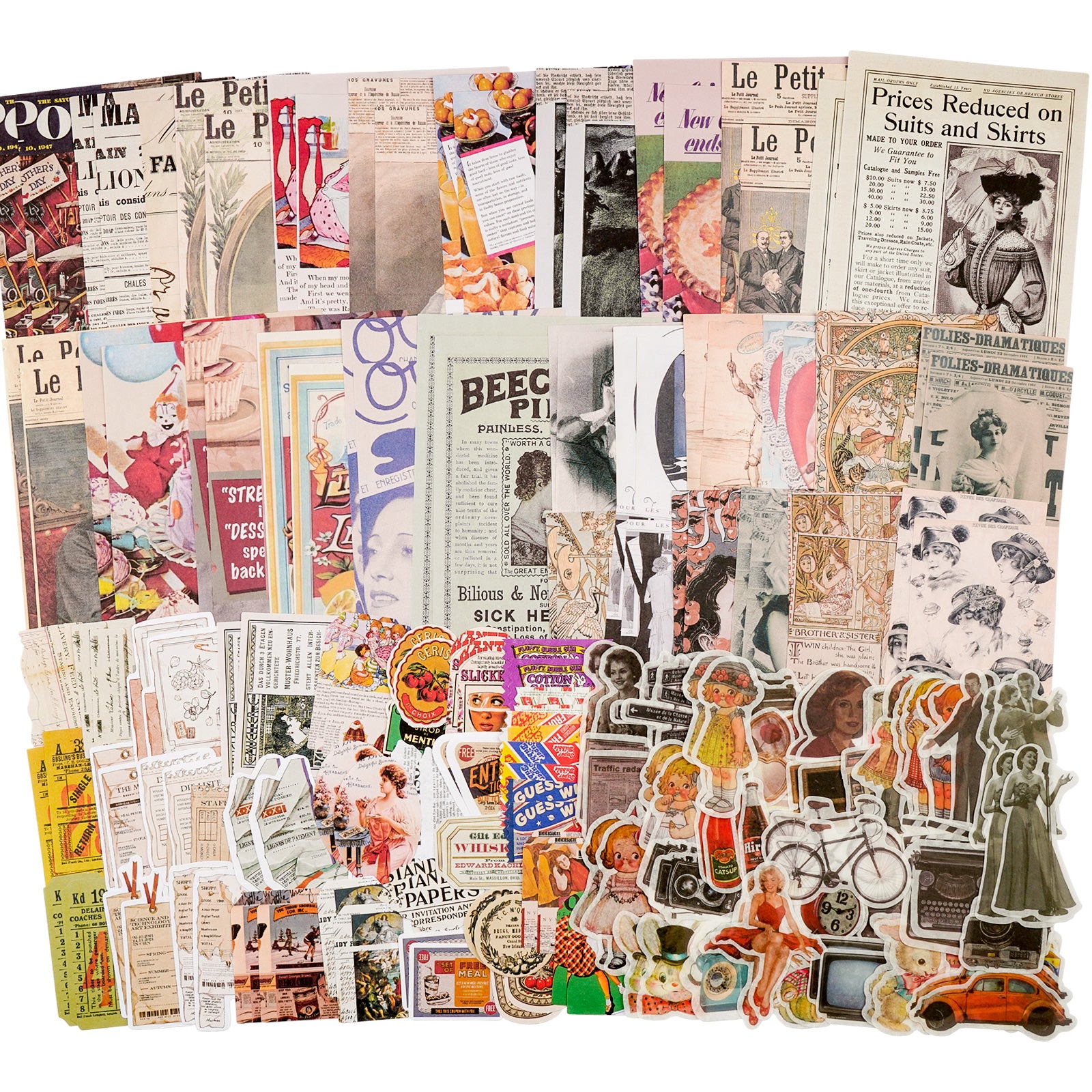 Knaid 200 Pieces Vintage Ephemera Bundle Junk Journal Kit Scrapbook  Supplies Paper Sticker Material Pack for Art Journaling Bullet Journals  Planners