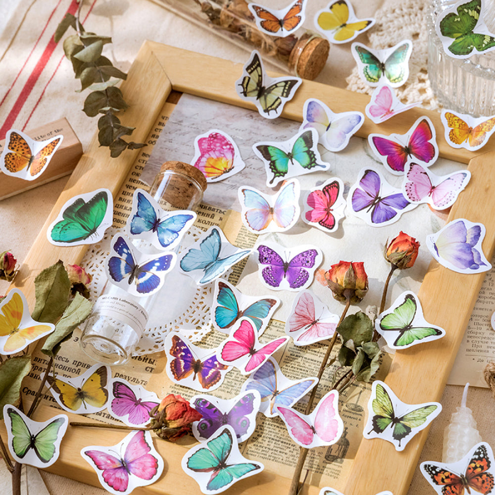 Yirtree Butterfly Stickers Set (12 Pieces) - Decorative Colorful Assorted  Butterflies Decals for Scrapbooking DIY Arts Crafts Album Bullet Journals