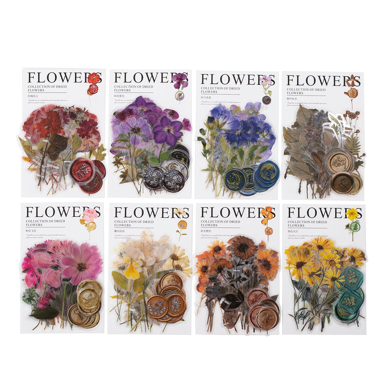 12pcs Dried Real Pressed Flower Stickers dyed pressed flower for